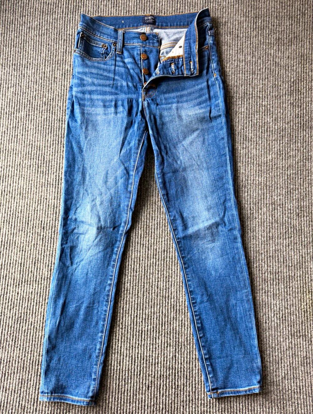 J.Crew 9" High-Rise Skinny Jeans Women Blue Denim Stretch Button Fly